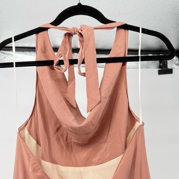 Lavender Brown Elegant Silk Halter Dress - Picture 5 of 7